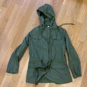 J Crew army green hooded jacket